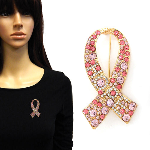 BR0211 YM2195 Pink Ribbon Brooch