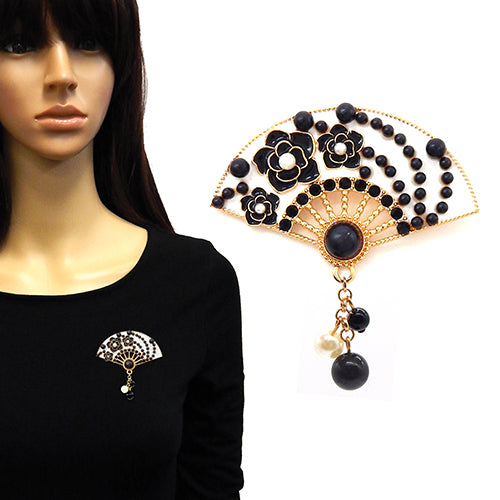 BR0219 | Vintage Fan Accent Brooch | YM2209