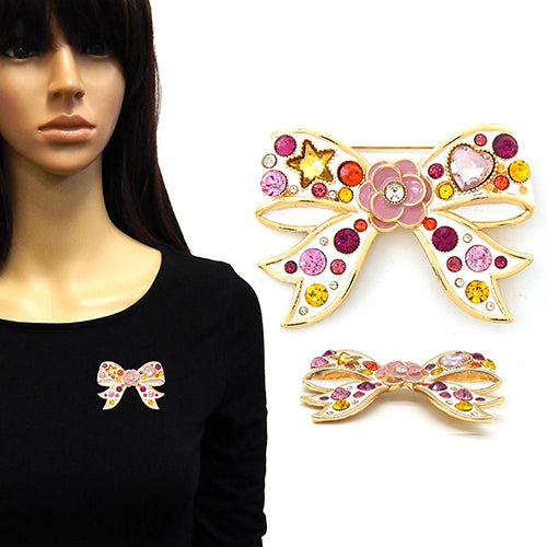 BR0435 | Elegant Bow Crystal Brooch | YM2222