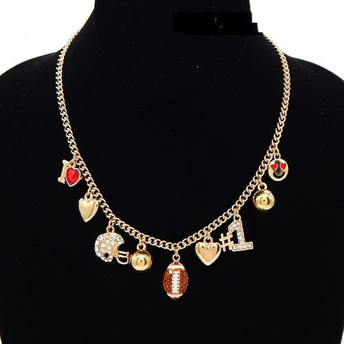 N0545 YN3752 Football Charms Dangling Necklace