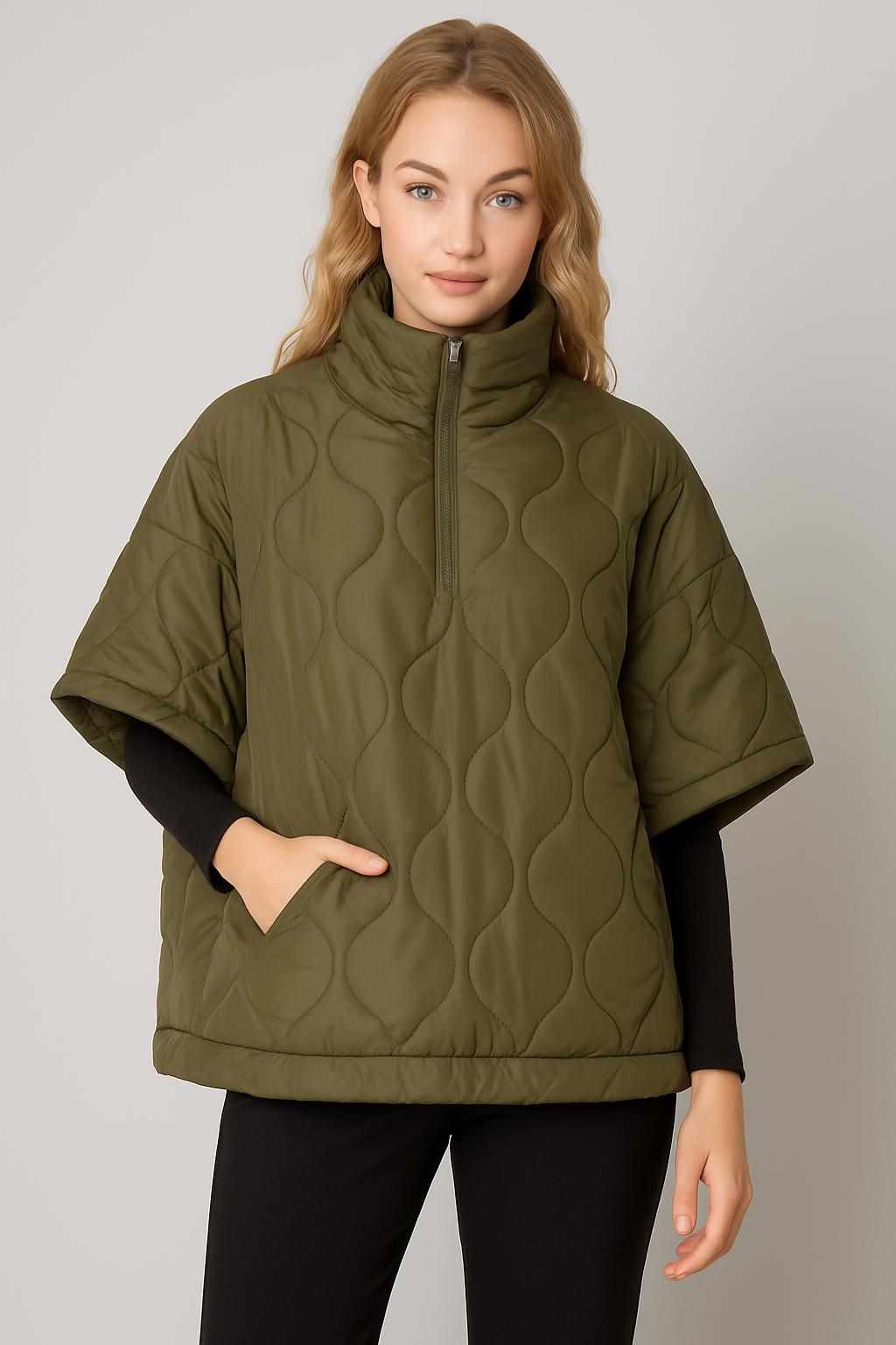 PC68 | Quilted Puffer Poncho | ZCP520125