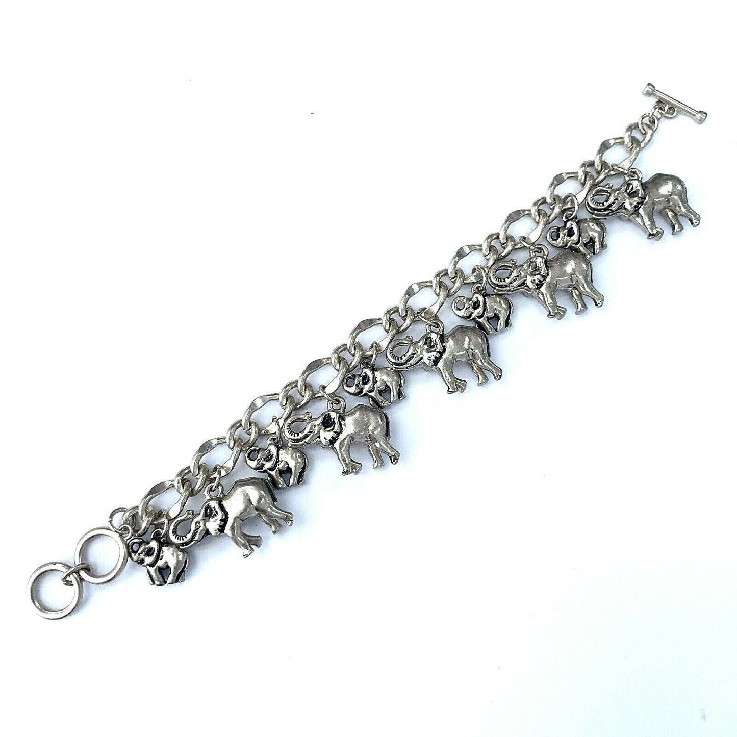 B0115  Elephant Shape Charms Decorated Chain Bracelet