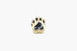 Gold paw print charm on a white background