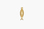 Gold fish-shaped pendant on a white background