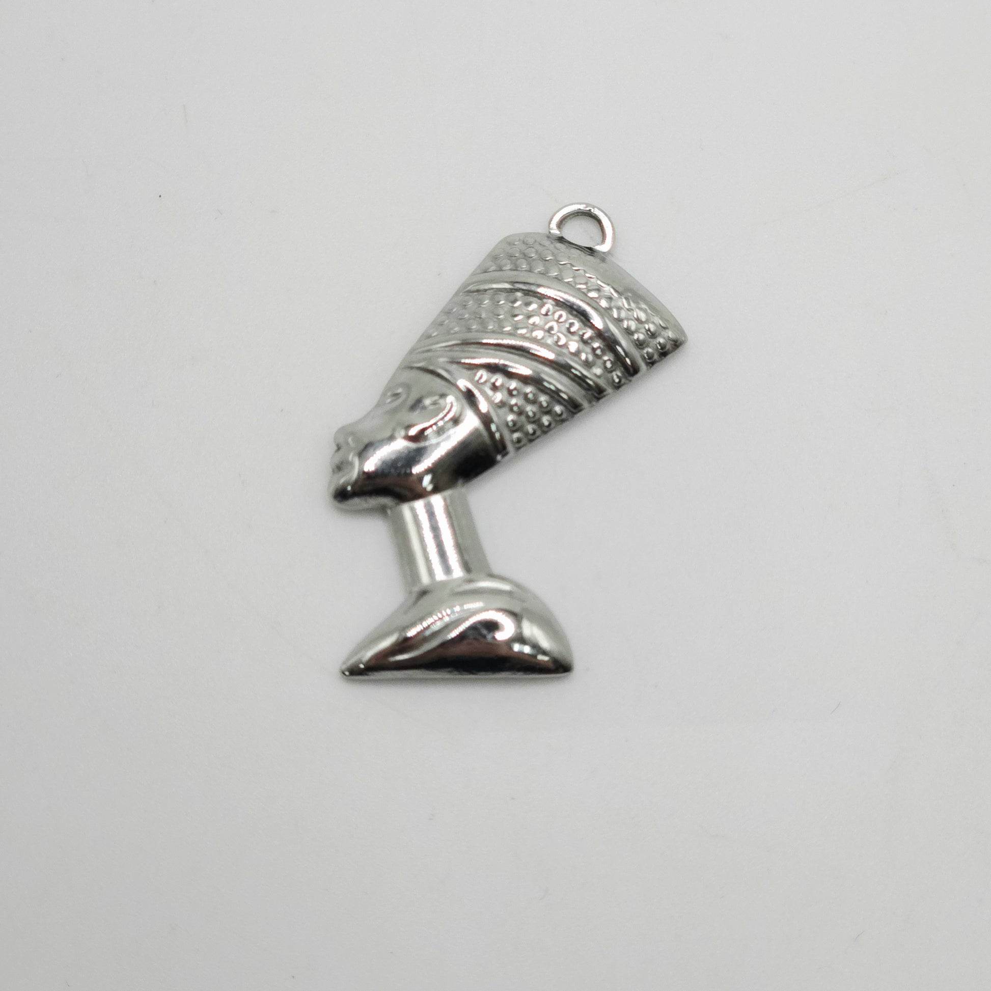 Silver goblet-shaped pendant on a light gray background