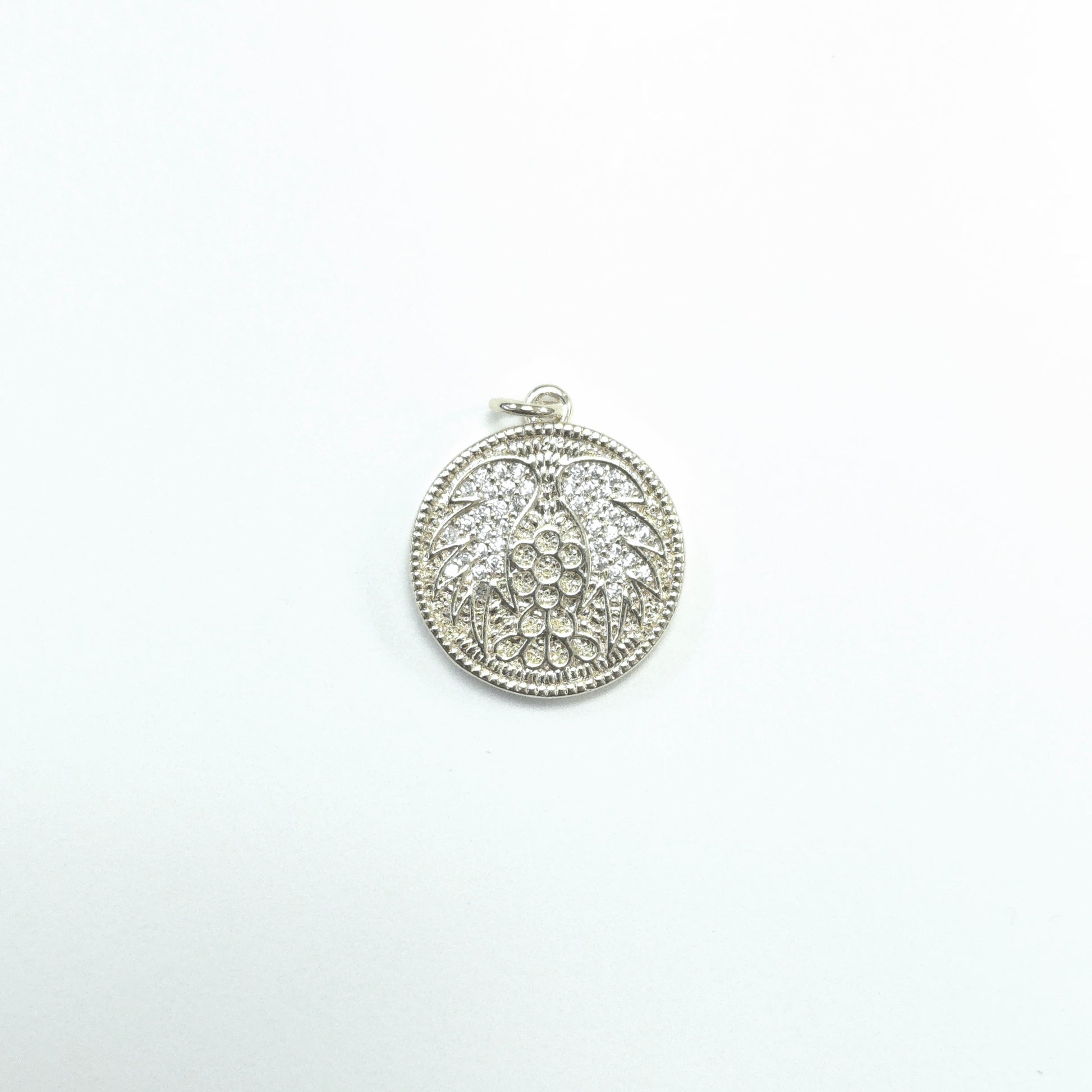 Silver pendant on a white background