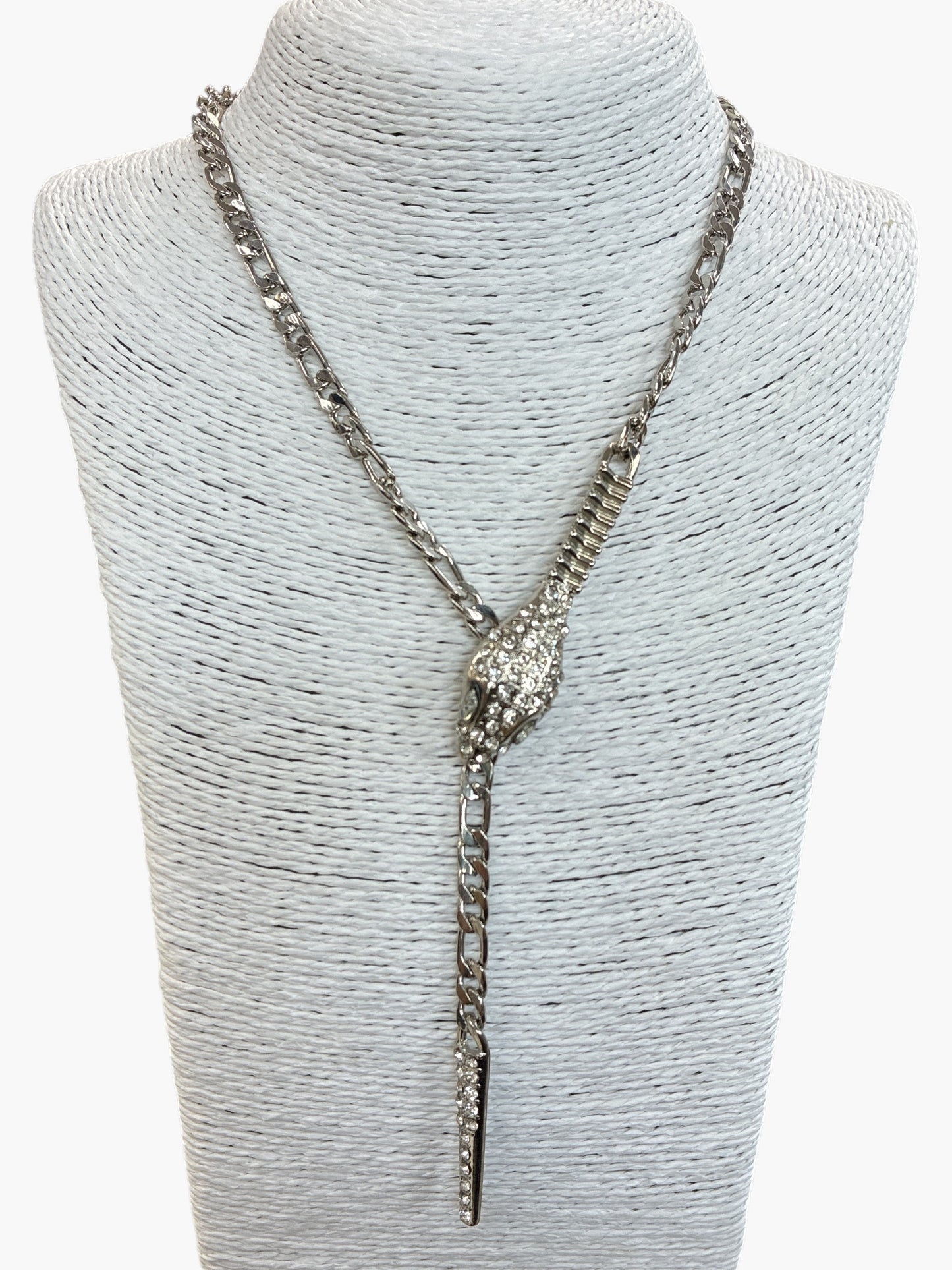 N3145  Snake head Design Accented Chain Necklace