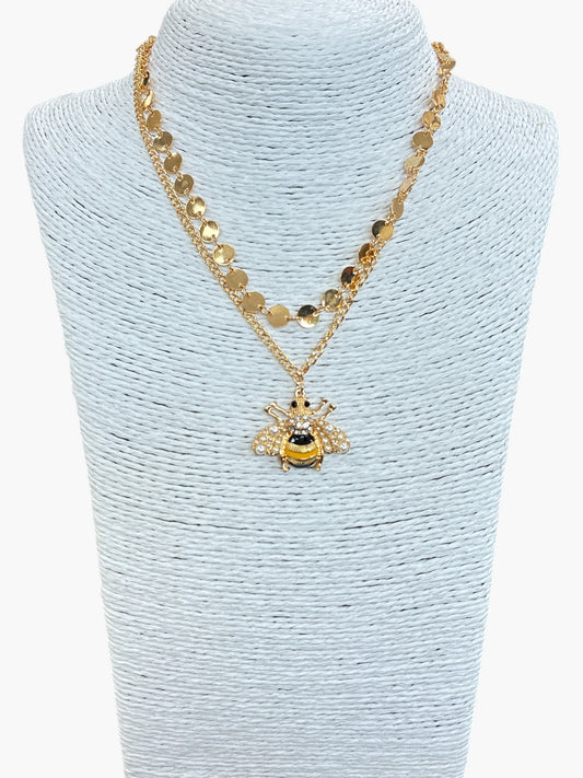N0407|Bee Shape Pendant Necklace | JCNE2728