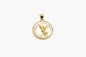 Gold pendant with a circular design on a white background