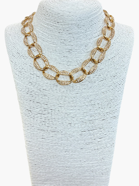 N3126 Rhinestone Chain Link Necklace