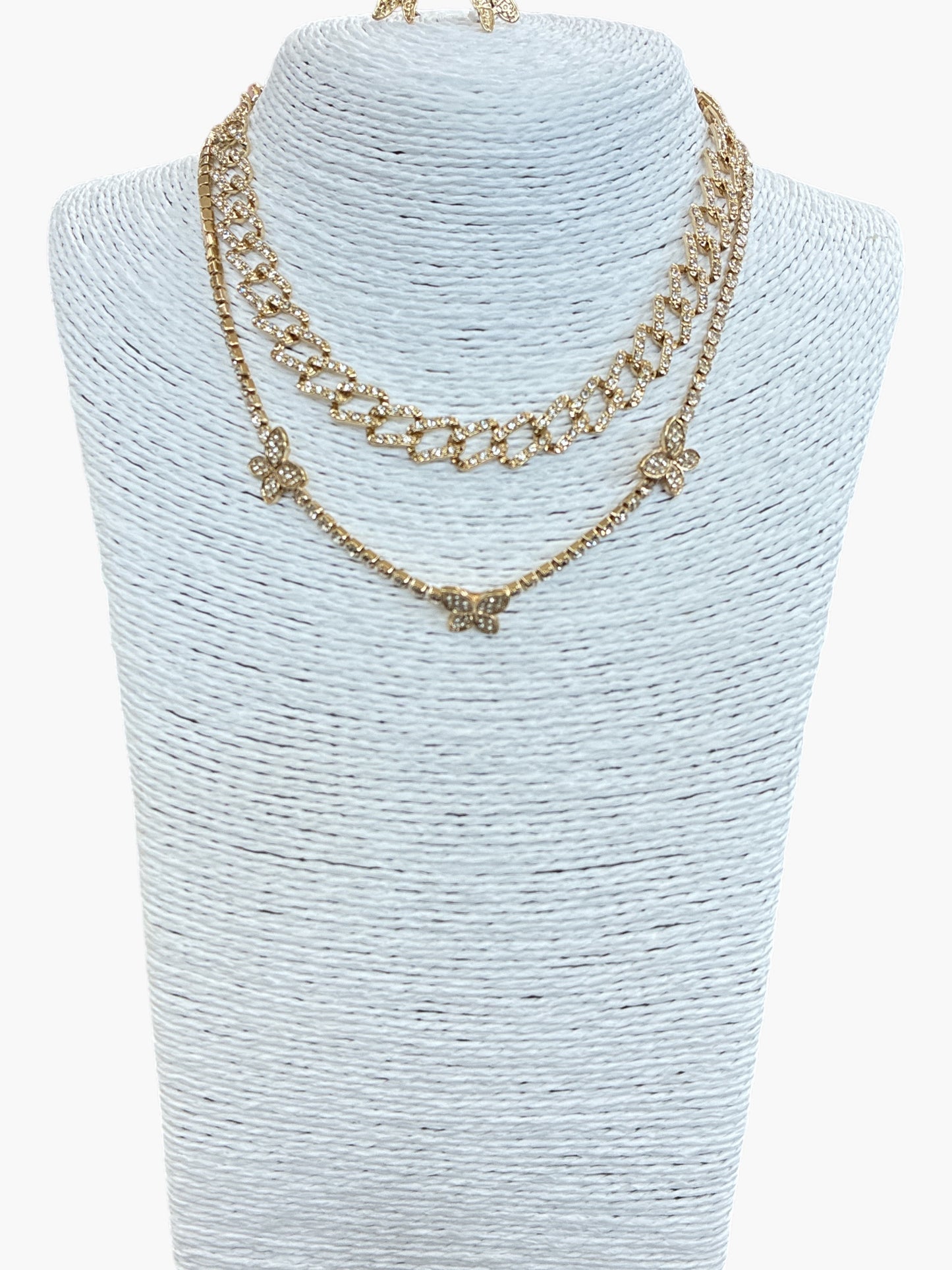 Rhinestone Butterfly Charm Necklace