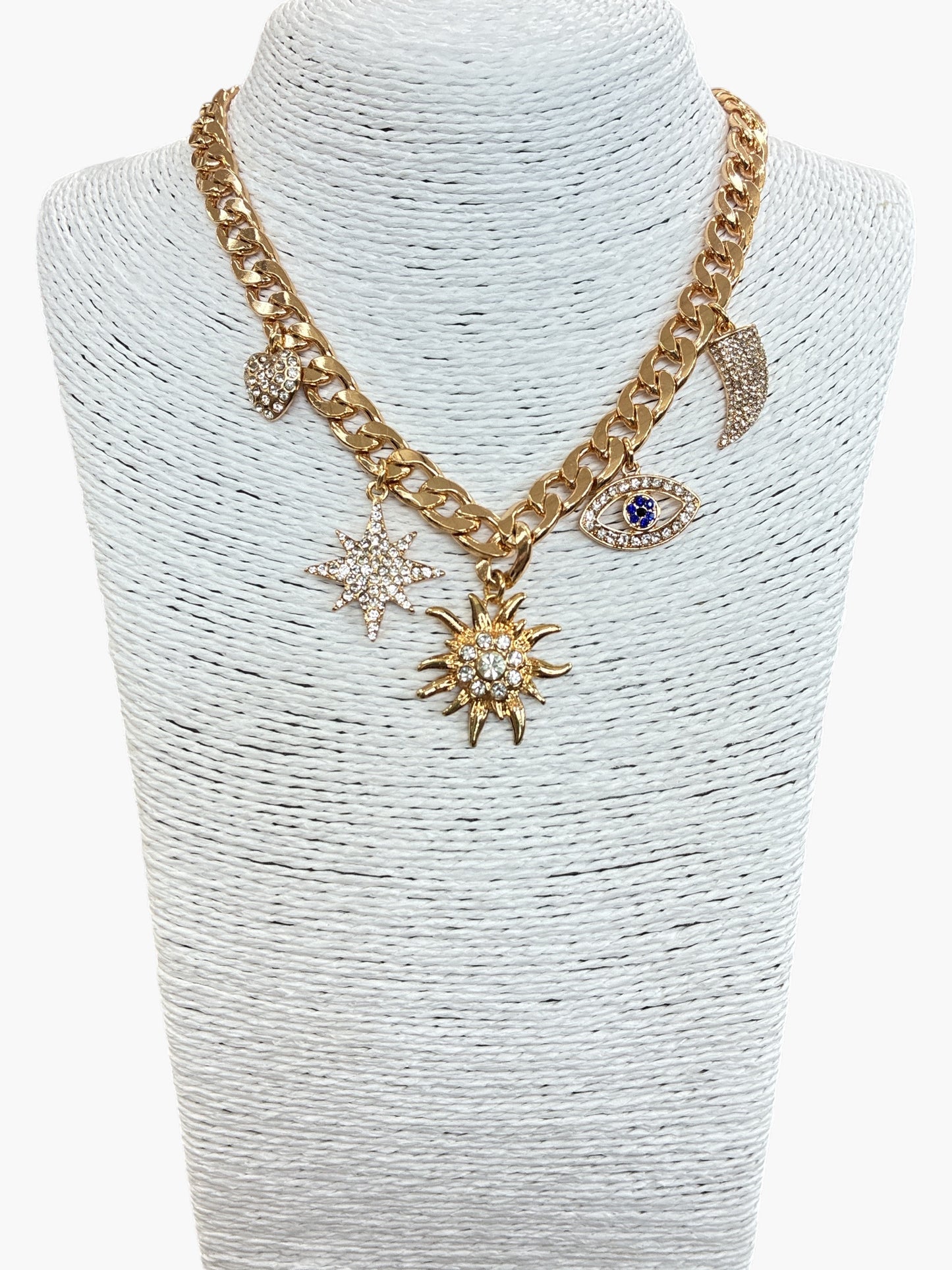 N0357 | Chunky Chain Charm Necklace | JCNE2790