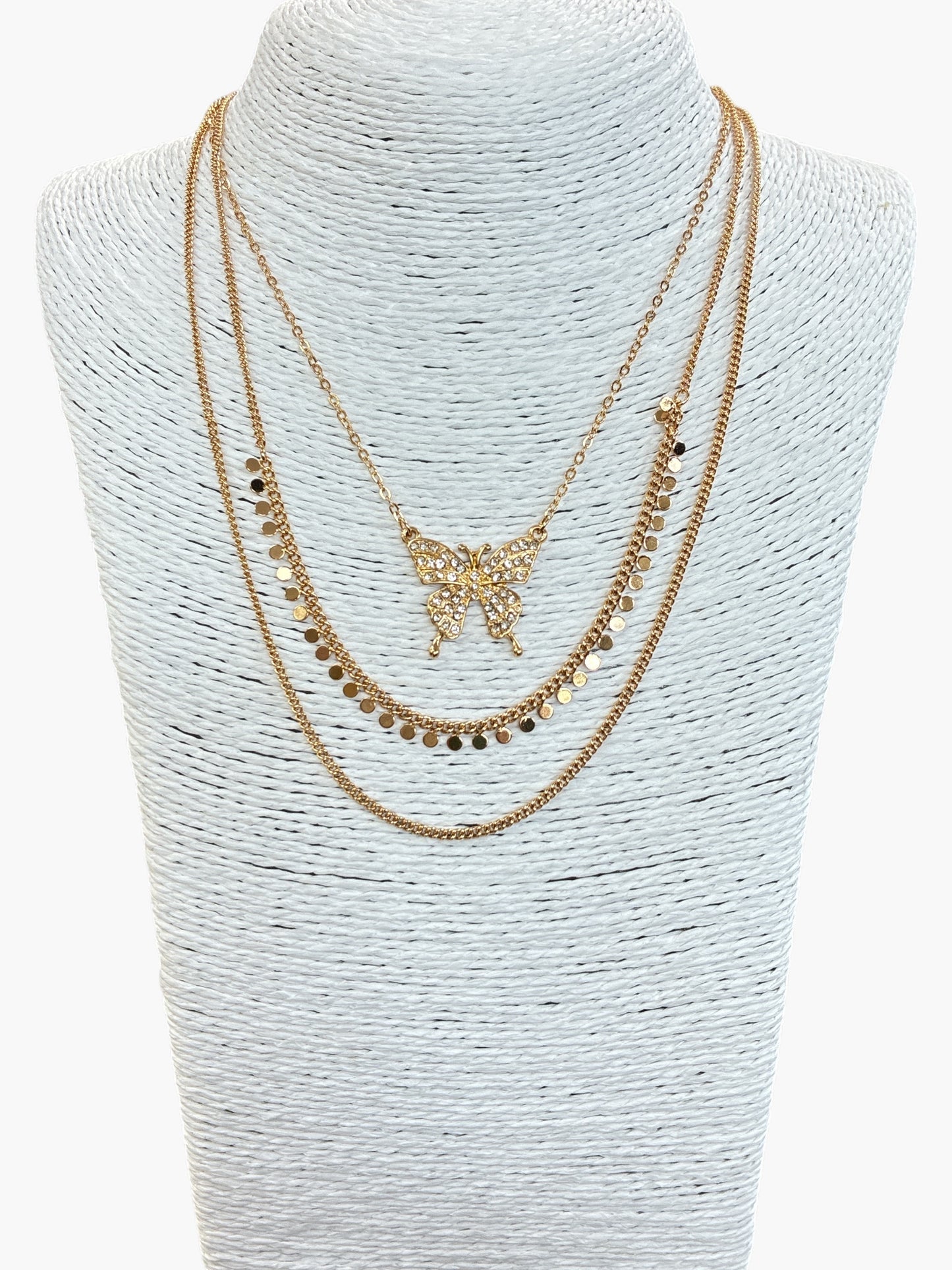 Butterfly Double Chain Necklace