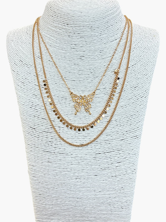 Butterfly Double Chain Necklace