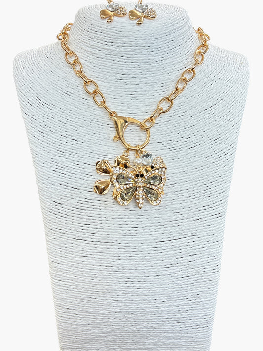 N0280 | Crystal Butterfly Necklace Set | JCNE2683