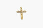 Gold cross pendant on a white background