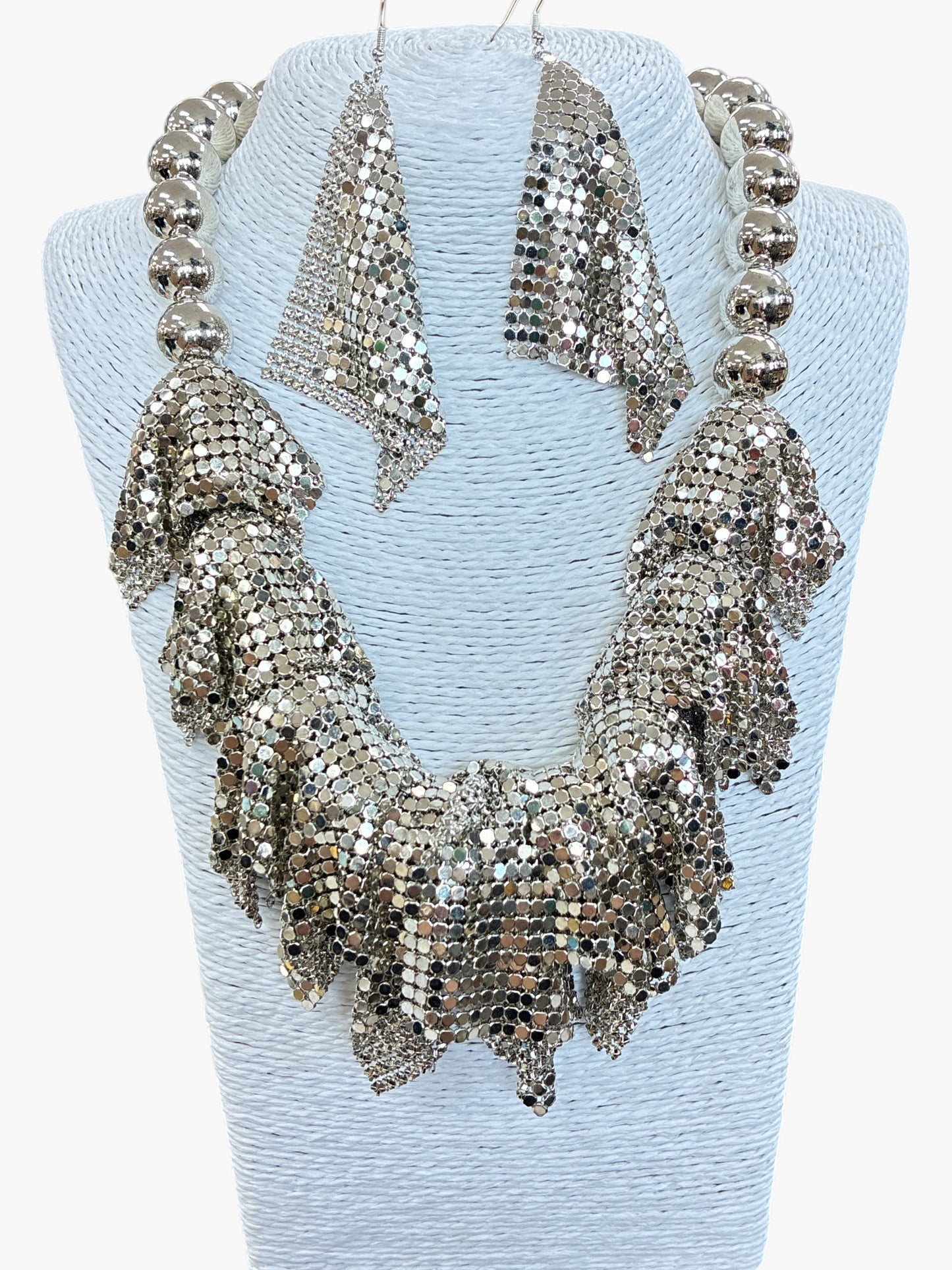 Silver Statement Beaded Necklace