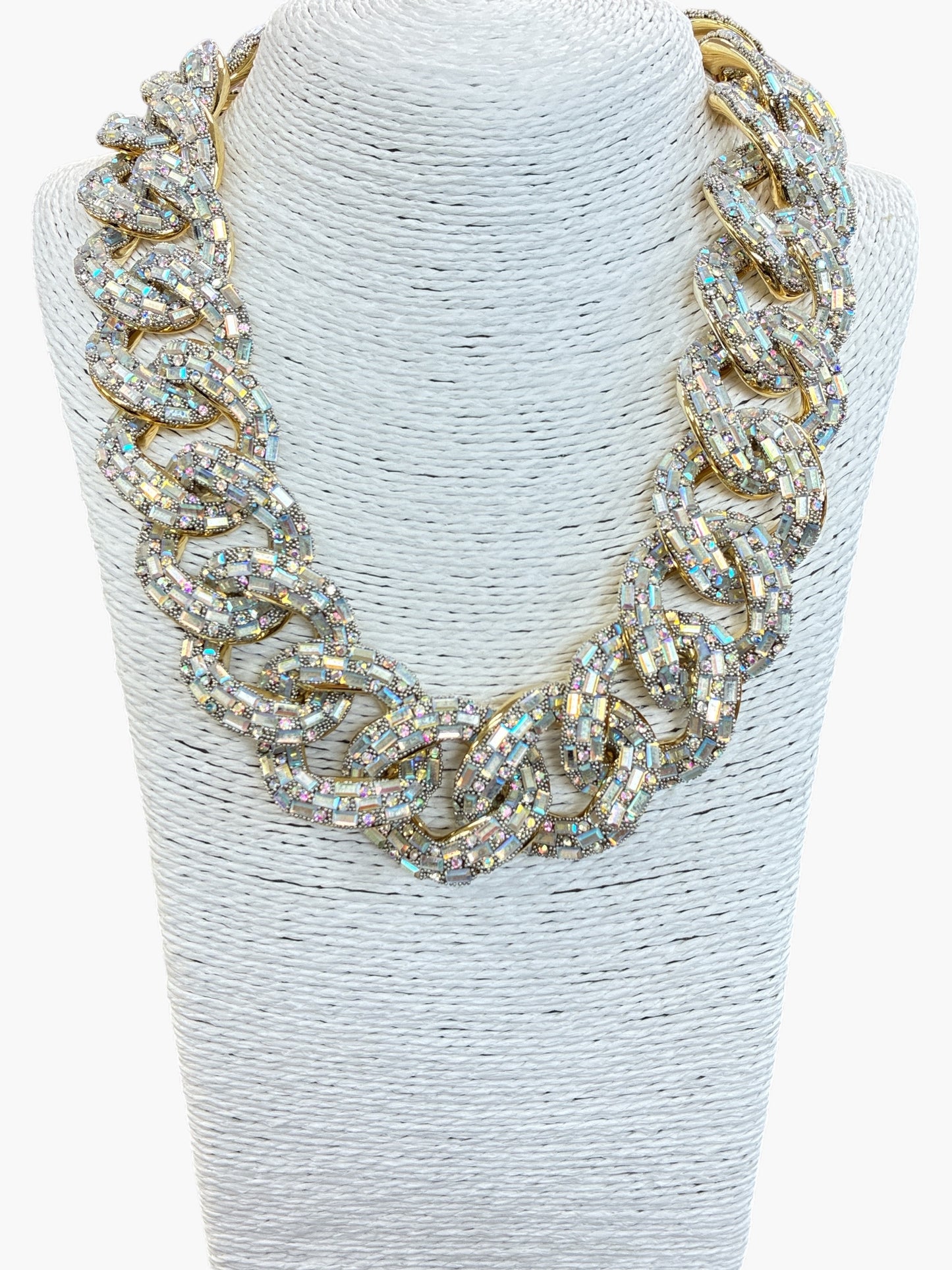 Ab Rhinestones Chain Link Necklace