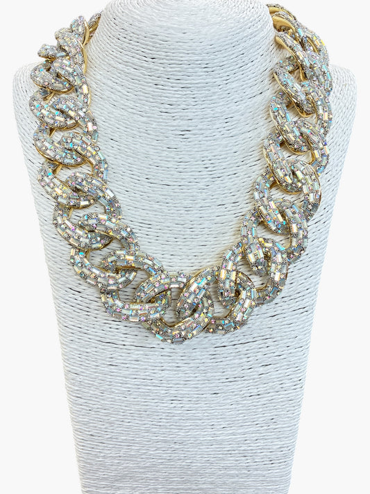Ab Rhinestones Chain Link Necklace
