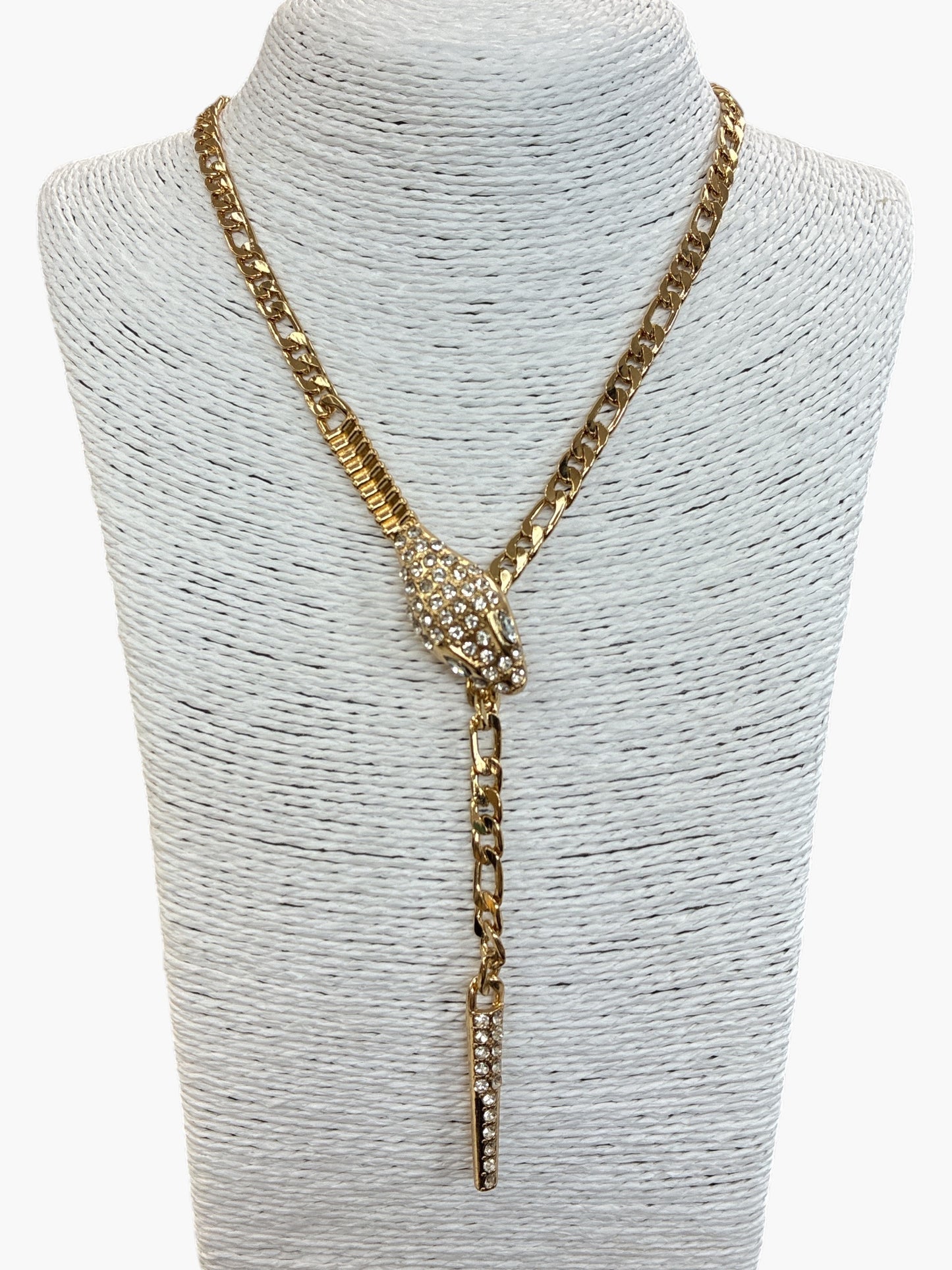 N3145  Snake head Design Accented Chain Necklace