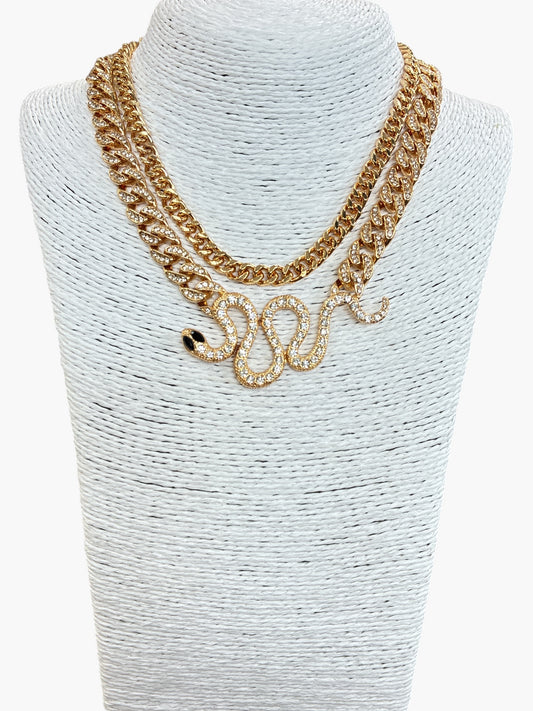 N3115 | Crystal Snake Chain Necklace | JCNE2900